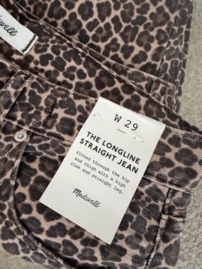 Madewell The Longline Straight Jean in Brown Leopard Print